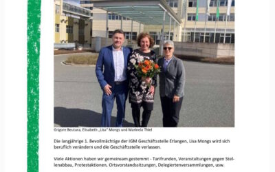 Lisa Mongs verlässt die IGM-Geschäftsstelle Erlangen
